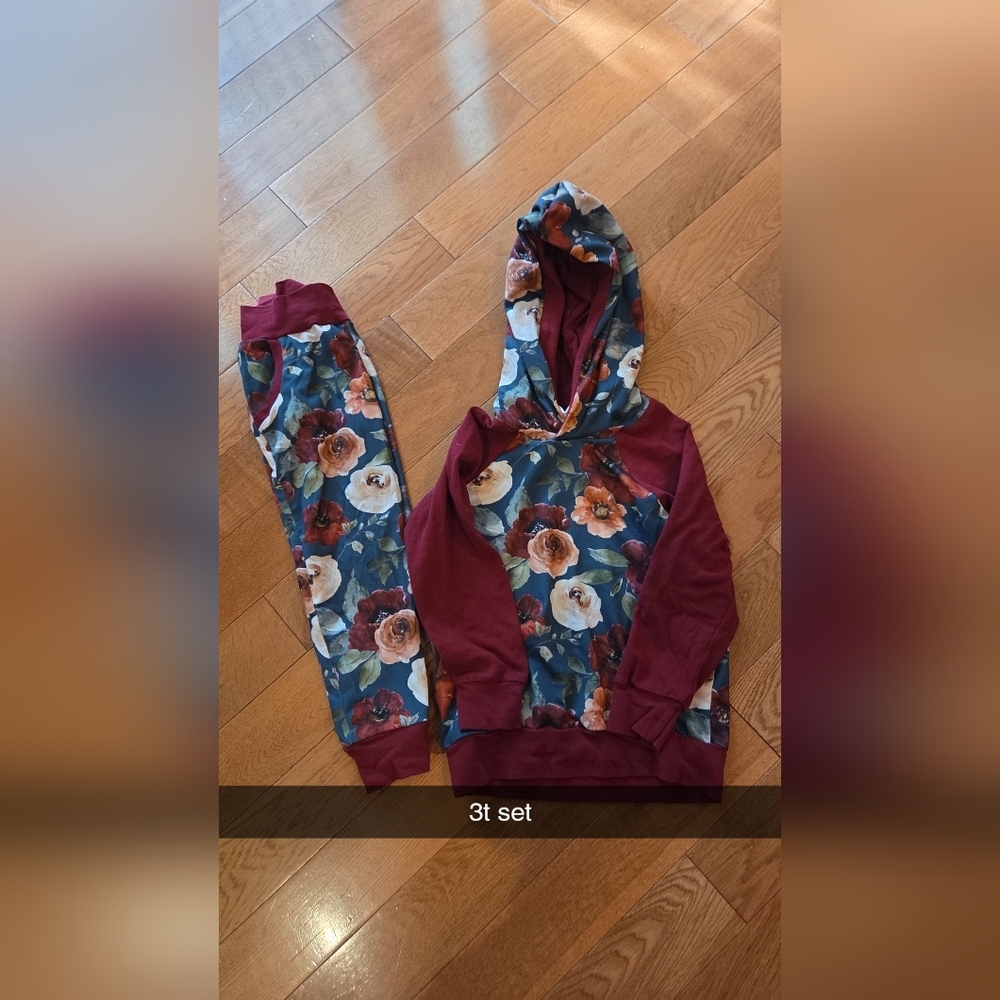 Floral Kids Hoodie and Joggers Set